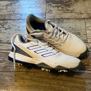 Adidas Men's Cream and Blue Athletic Shoes